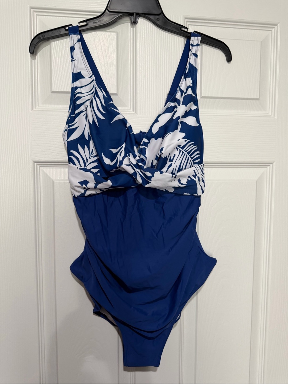 Blue Tropical Print One-Piece Swimsuit